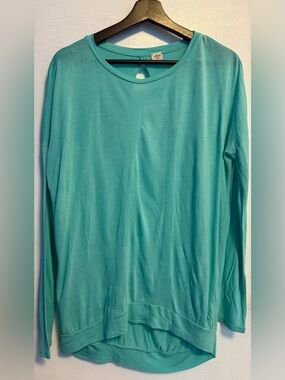Aritzia Wilfred Turquoise Long Sleeve Open Back Shirt